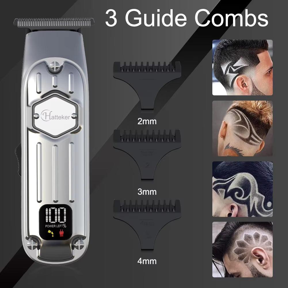 Silver Cordless Beard Trimmer Haircut Kit for Men T Blade Hair Clippers