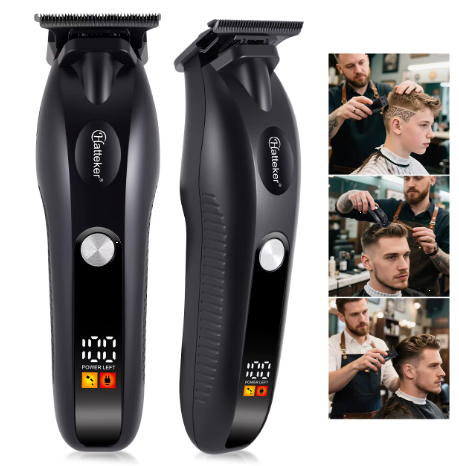 Tondeuse à cheveux électrique rechargeable Hatteker HT-6117 pour hommes, sans fil, de qualité professionnelle, avec lames réglables