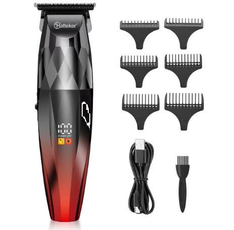 Tondeuse à cheveux électrique professionnelle sans fil Hatteker HT-6126 avec fonction barbe et styler, affichage numérique LED, pour hommes