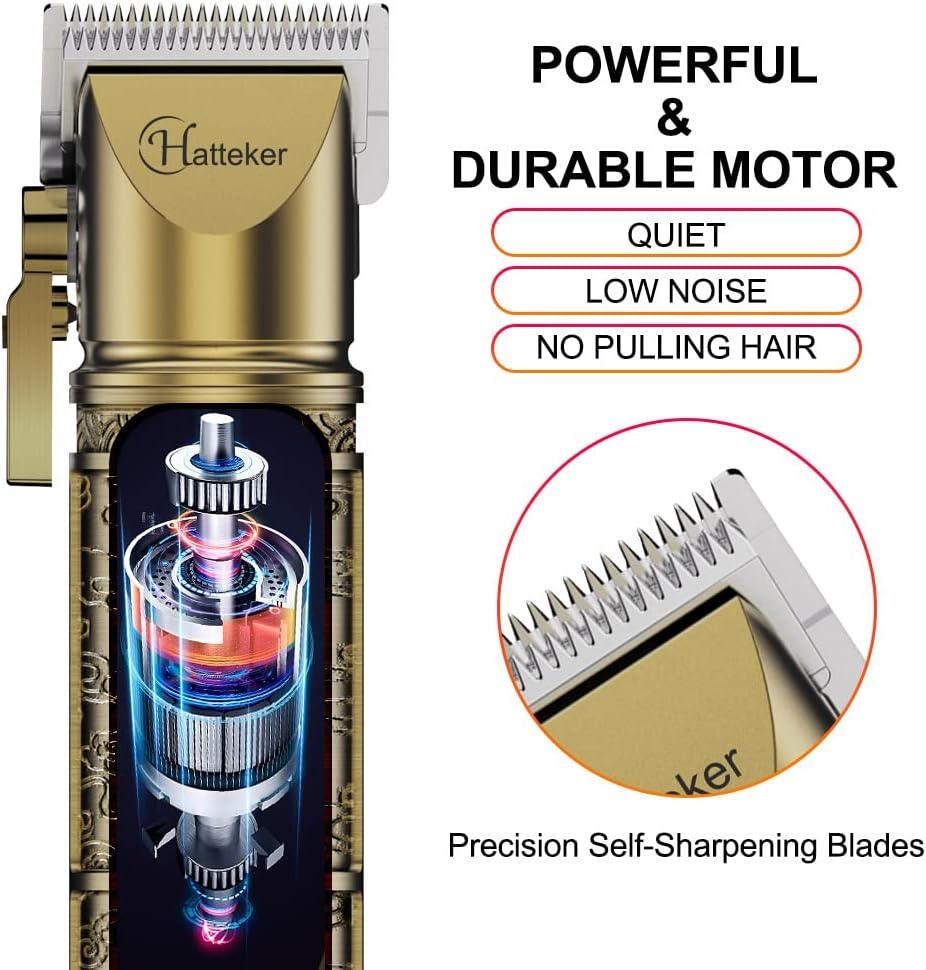 Hatteker Professional Cordless Hair Trimmer & Beard Shaver | Gold Grooming Kit with LED Display - HATTEKER