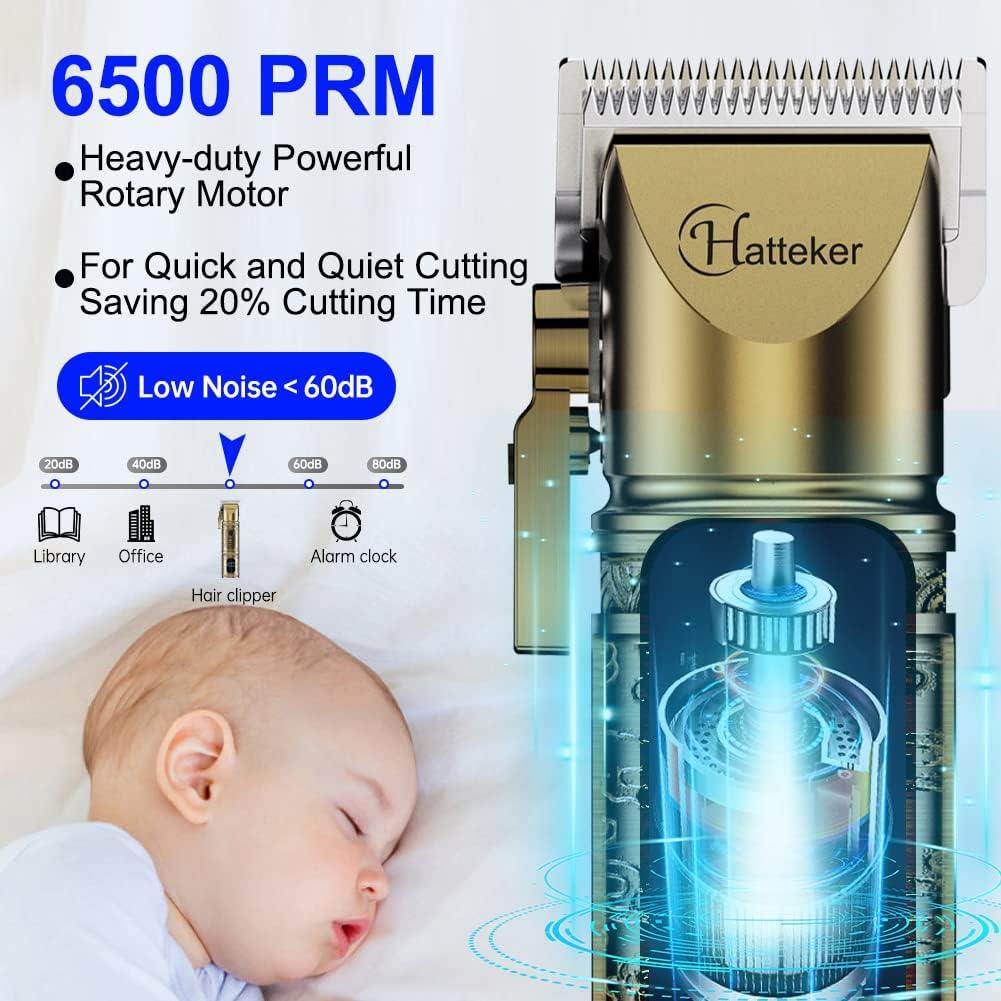 Hatteker Professional Cordless Hair Trimmer & Beard Shaver | Gold Grooming Kit with LED Display - HATTEKER