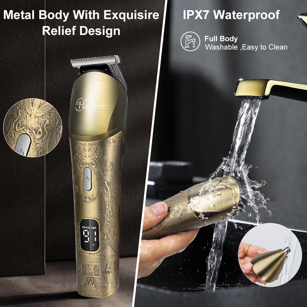 Hatteker Upgraded Beard Trimmer for Men Waterproof Cordless Hair Clipper Electric Razor Shaving Mustache Face Nose Body - HATTEKER