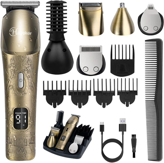 Hatteker Upgraded Beard Trimmer for Men Waterproof Cordless Hair Clipper Electric Razor Shaving Mustache Face Nose Body - HATTEKER