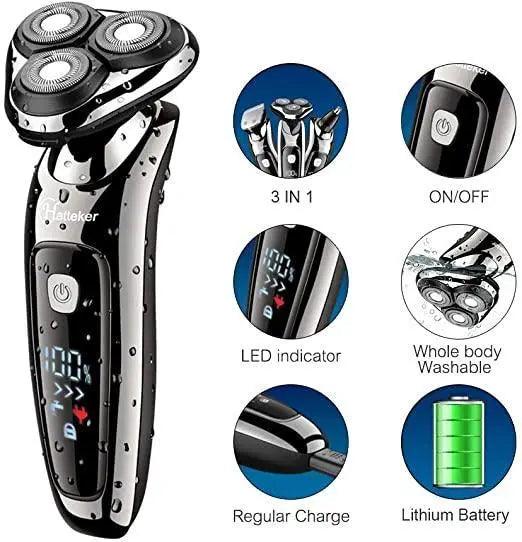 Hatteker  Shaver Razor Beard Trimmer Cordless 3 in 1 - HATTEKER