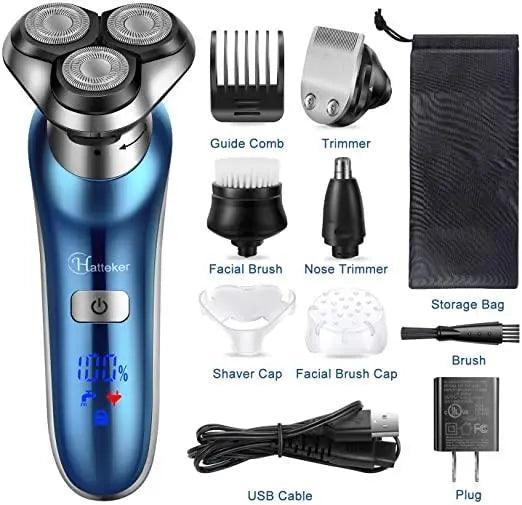 Hatteker Electric Shaver Trimmer Cordless Beard Nose Hair Waterproof Wet Dry 4 in 1 - HATTEKER