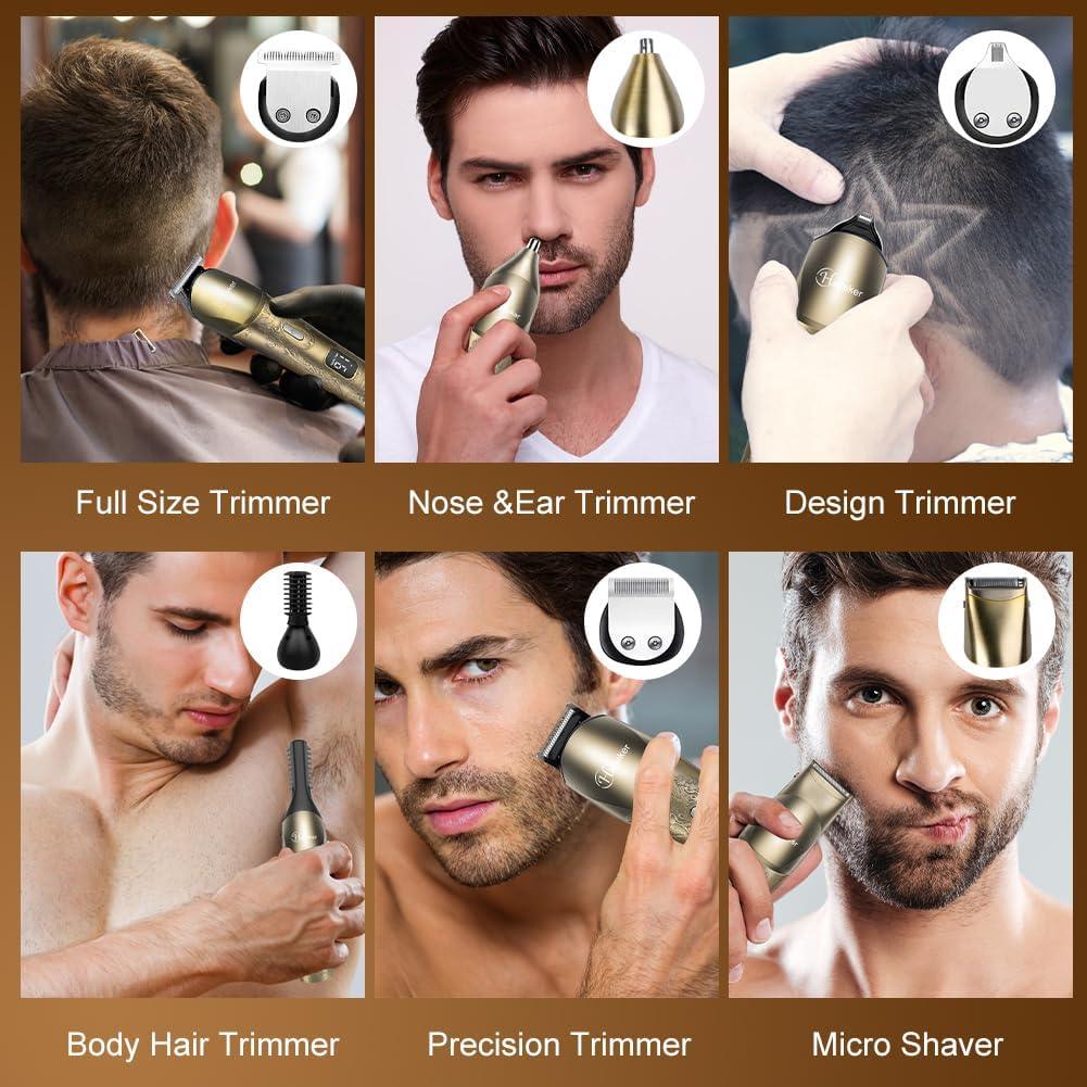 Hatteker Upgraded Beard Trimmer for Men Waterproof Cordless Hair Clipper Electric Razor Shaving Mustache Face Nose Body - HATTEKER