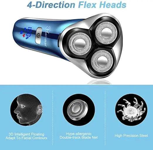 Hatteker Electric Shaver Trimmer Cordless Beard Nose Hair Waterproof Wet Dry 4 in 1 - HATTEKER