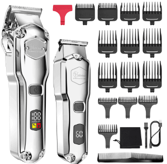 Hatteker Lot 2 Pcs Professional Hair clipper Metal Electric Trimmer 18 Pcs Set Hair Cutting - HATTEKER