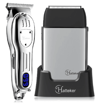 HATTEKER pro clipper 2 pieces set USB rechargeable electric hair cutting for men machine shaver set 0mm razor - HATTEKER