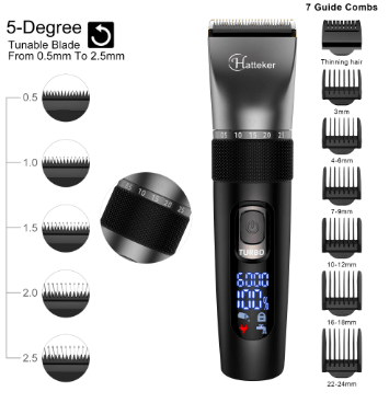 HATTEKER Pro Hair Clipper Multifunction  Stainless steel Blade Hair Trimmer Nose Hair Beard - HATTEKER
