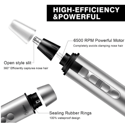 HATTEKER Nose Hair Trimmer 4 in 1 Multifunctional AA Battery Waterproof beard trimmer - HATTEKER