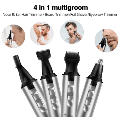 HATTEKER Nose Hair Trimmer 4 in 1 Multifunctional AA Battery Waterproof beard trimmer - HATTEKER