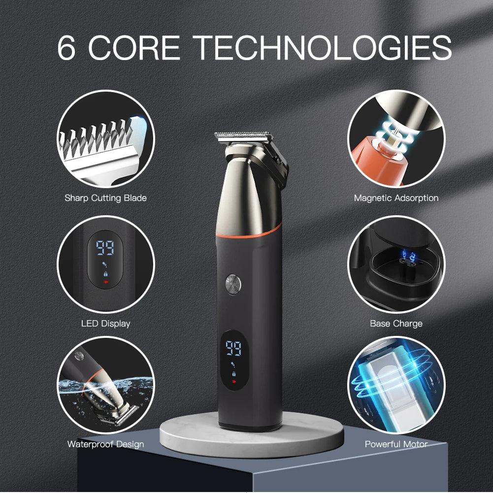 ELECTRIC hair clipper waterproof 5 in1 professional trimmer razor beard body hair cutting - HATTEKER