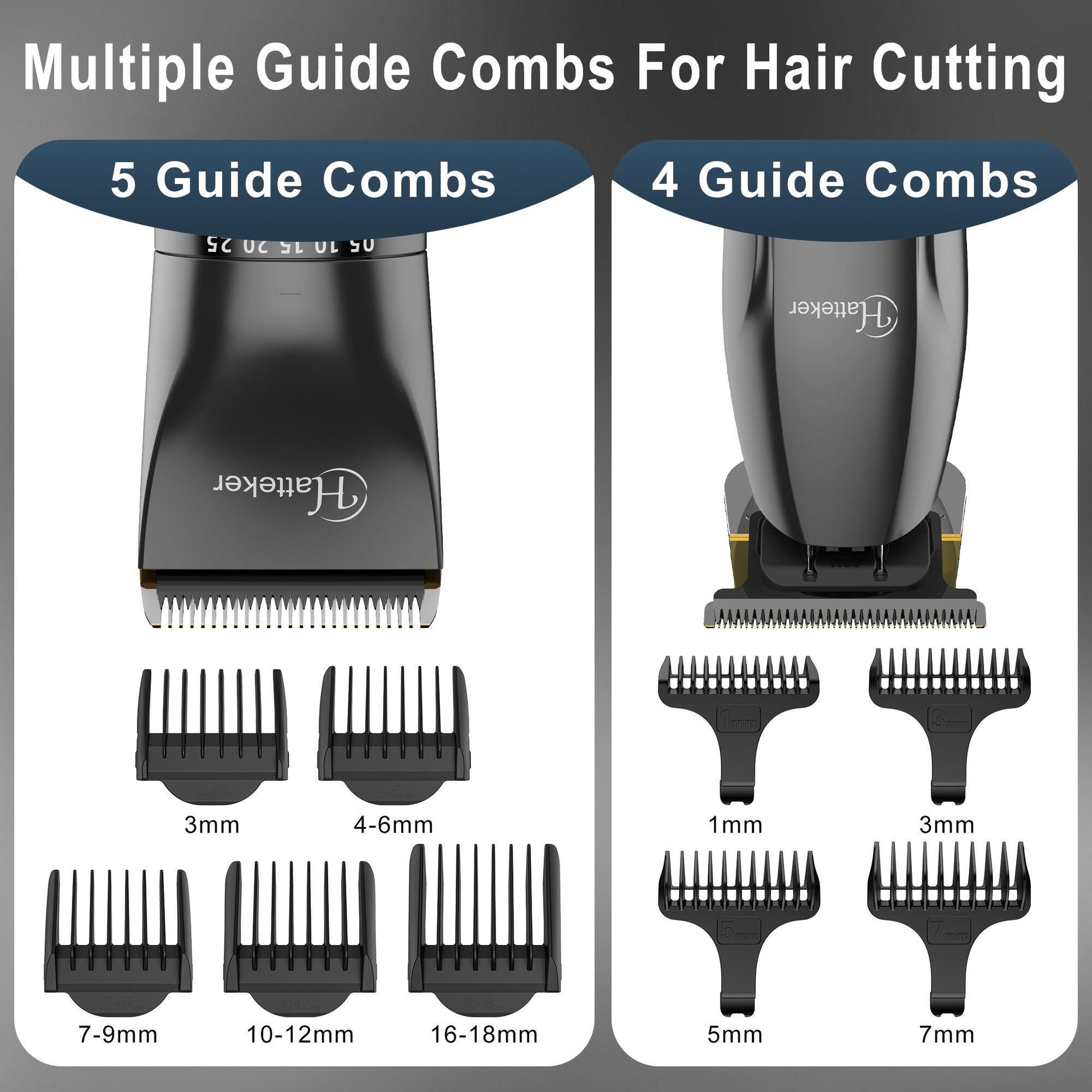 HATTEKER Hair Clippers and T-Blade Set Trimmer Kit Cordless Beard Barber Clipper Hair Cutting Kit Grooming Kit Waterproof - HATTEKER