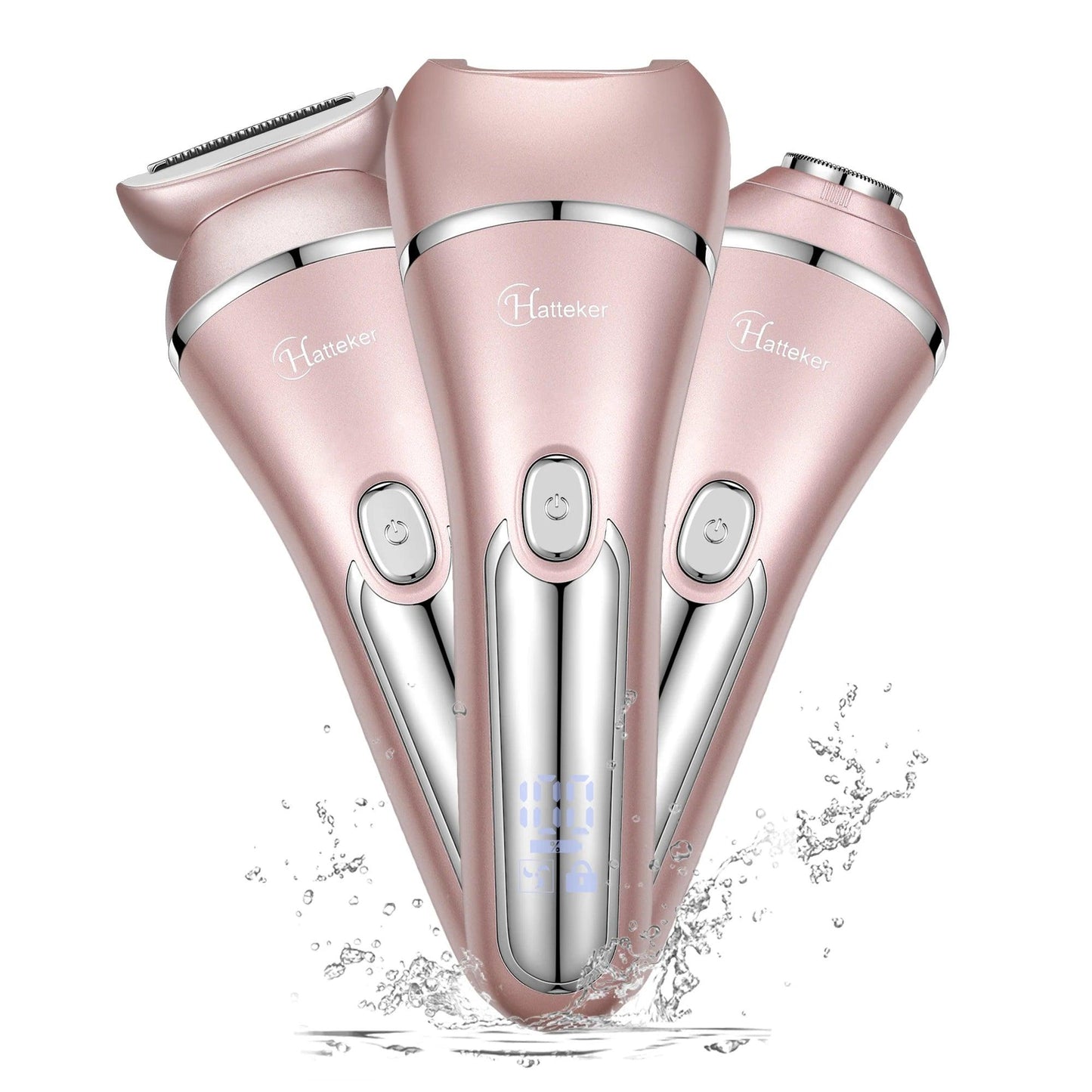 HATTEKER Electric Epilator Hair Removal for Women 3 in 1 Shaver for Legs Arms Underarms Bikini Public Rechargeable - HATTEKER