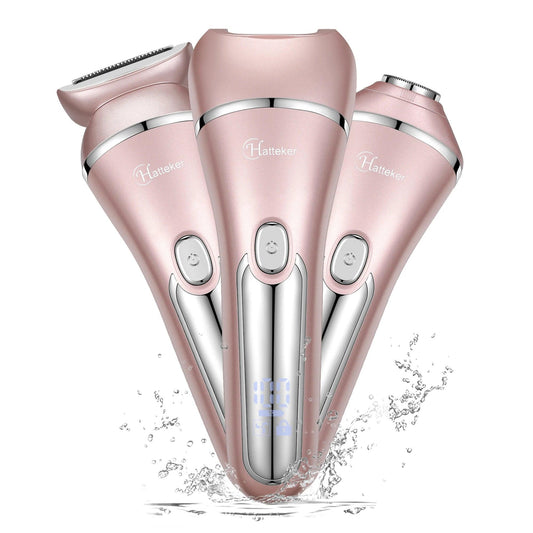 HATTEKER Electric Epilator Hair Removal for Women 3 in 1 Shaver for Legs Arms Underarms Bikini Public Rechargeable - HATTEKER