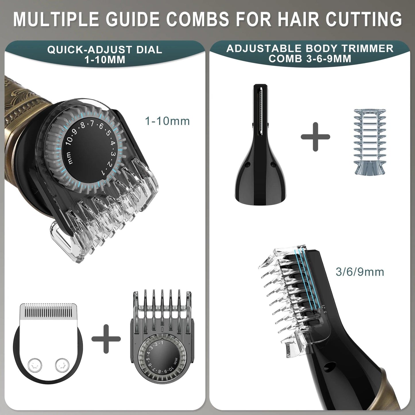 HATTEKER all in one electric hair trimmer 7 blades hair clipper body hair removal baber haircut machine nose - HATTEKER