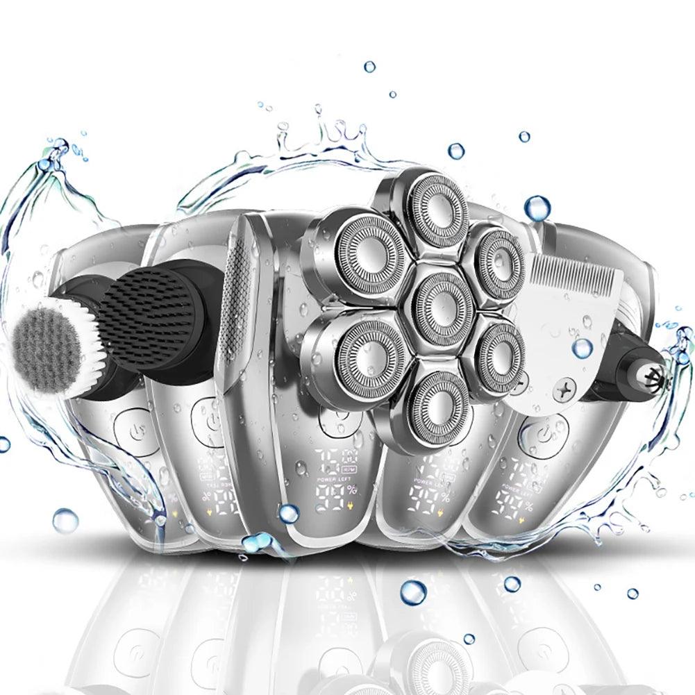 7D Floating heads Electric Razor for Men Upgrade 5 in 1 Shavers Multifunctional Bald Head - HATTEKER