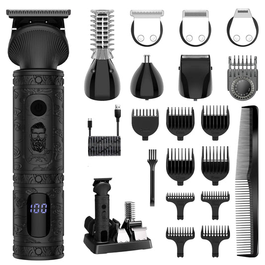 HATTEKER hair trimmer all in one 7 blades changeable Electric Baber Haircut body nose trimmer set - HATTEKER