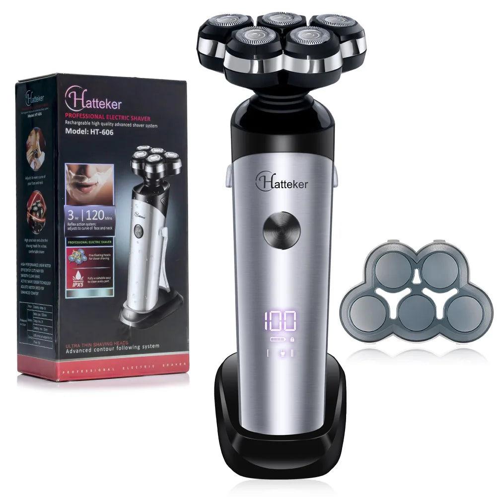 HATTEKER Electric Shaver For Men Electr Shaver 5 Head Razor Waterproof Shaving Machine Rechargeable Beard Trimmer For Man - HATTEKER