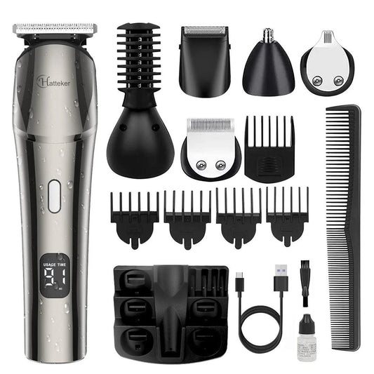 HATTEKER 6 in1 multifunction hair trimmer rechargeable wireless electric baber haircut - HATTEKER