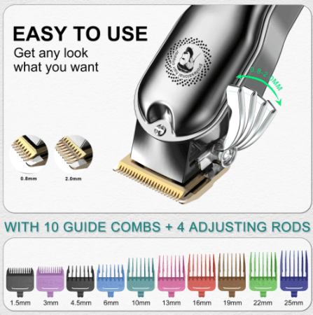 Hatteker Clipper Hair Trimmer Barber Clipper  Beard Nose Hair Cutting Grooming Kit Professional IPX7 Waterproof - HATTEKER