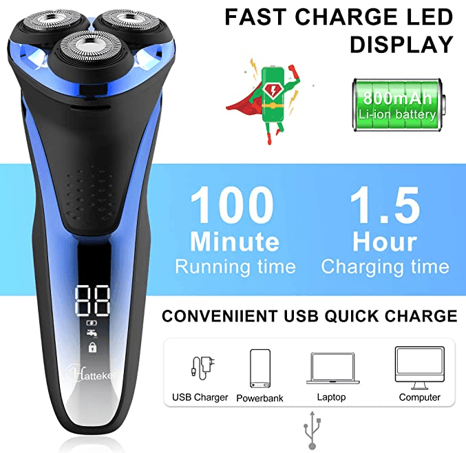 Hatteker Electric Shaverwith Pop-up Trimmer Waterproof - HATTEKER