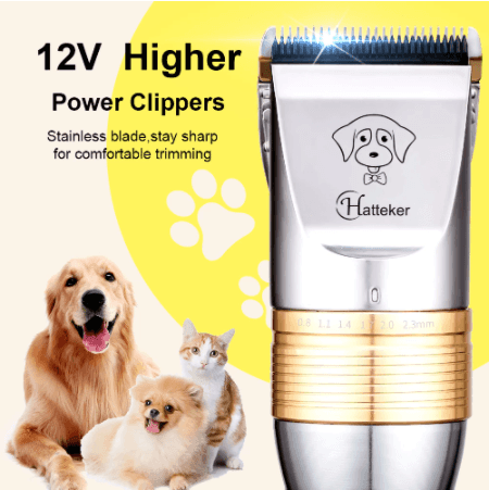 HATTEKER  12V High Power Pet Clipper Electric Grooming Trimmer Haircut Shaver - HATTEKER