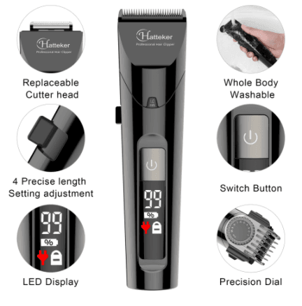 Hatteker 4 in 1 professional electric hair clipper Waterproof RFC-69104 - HATTEKER