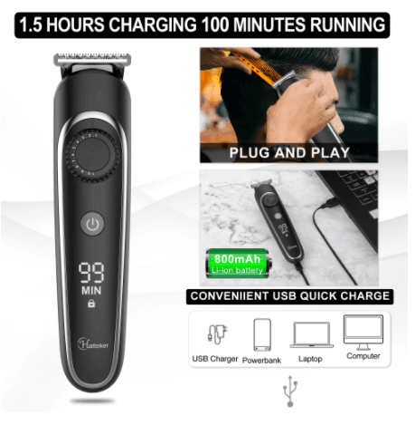 Hatteker 6 in 1 Waterproof Cordless Rechargeable Beard Trimmer Hair Clipper Hair Trimmer Grooming RFC-591605 - HATTEKER