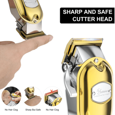 Hatteker Professional Trimmer Beard Precision Long Hair Waterproof  Gold - HATTEKER