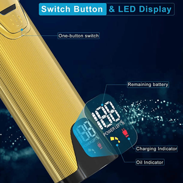 Hatteker Hair Clipper for Men  Professional Cutting Kit Barber Beard Trimmer with 8 Colorful Combs USB Rechargeable (Gold) - HATTEKER