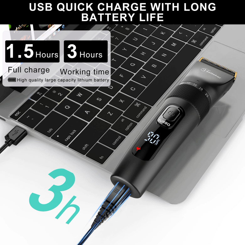 HATTEKER  Hair Clipper  Professional Waterproof grooming kit 3 in1 USB charging Haircut RFC-69503 - HATTEKER
