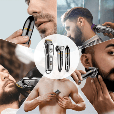 Hatteker Clipper Hair Trimmer Barber Clipper  Beard Nose Hair Cutting Grooming Kit Professional IPX7 Waterproof - HATTEKER