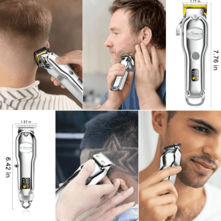Hatteker Set Hair Clipper Professional Cutter Set Metal Electric Cordless Hair Trimmer LCD Display Hairdressing - HATTEKER