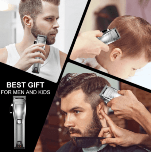 Hatteker Hair Clipper for Men  Professional Cutting Kit Barber Beard Trimmer with 8 Colorful Combs USB Rechargeable (Gold) - HATTEKER