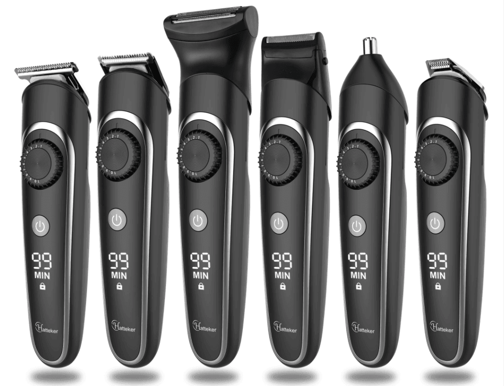 Hatteker 6 in 1 Waterproof Cordless Rechargeable Beard Trimmer Hair Clipper Hair Trimmer Grooming RFC-591605 - HATTEKER