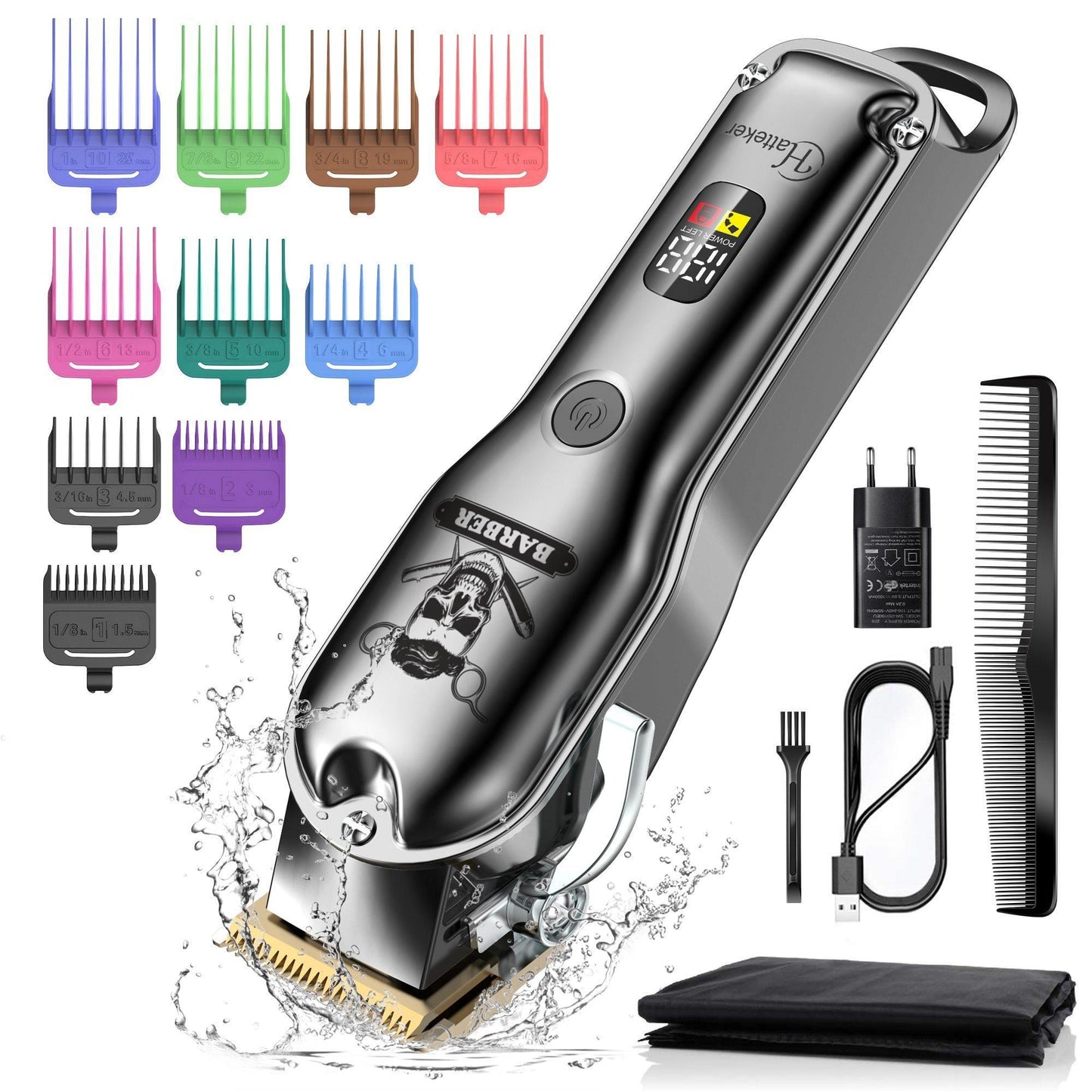 HATTEKER Hair Clipper Mens Beard Trimmer Professional Cordless Rechargeable 696C - HATTEKER
