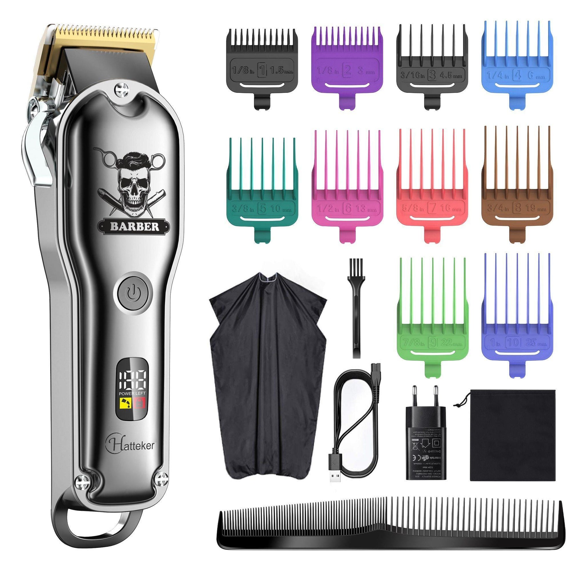 HATTEKER Hair Clipper Mens Beard Trimmer Professional Cordless Rechargeable 696C - HATTEKER