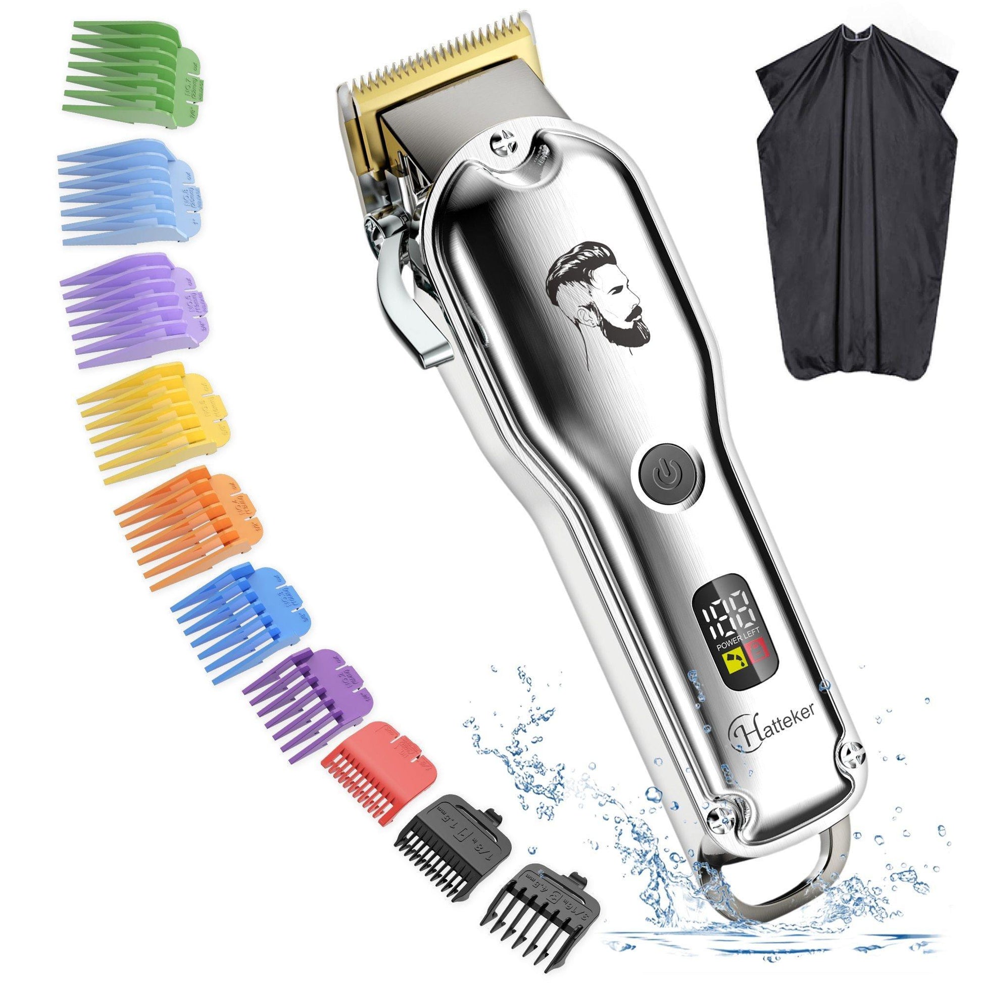 HATTEKER Professional Hair Clipper Men's Metal Haircut Grooming kit 696B - HATTEKER