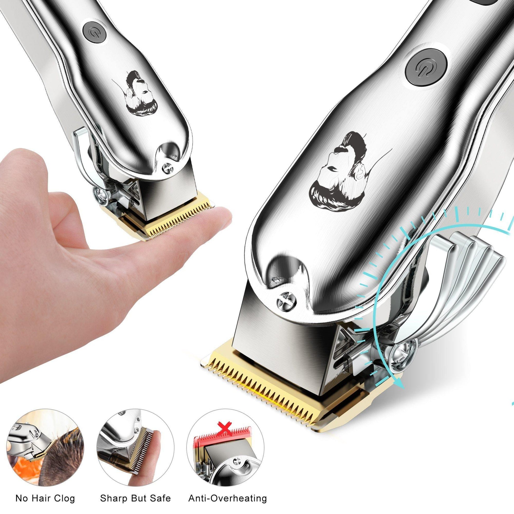 HATTEKER Professional Hair Clipper Men's Metal Haircut Grooming kit 696B - HATTEKER