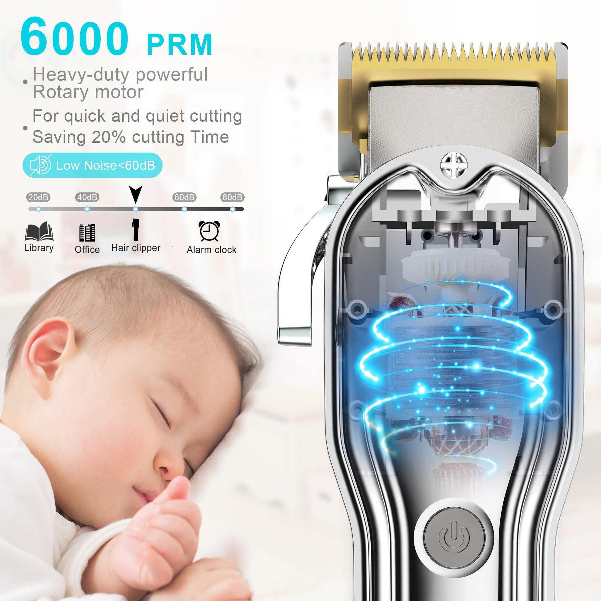 HATTEKER Professional Hair Trimmer Cordless Barbers Grooming Kit Rechargeable RFC-696A - HATTEKER