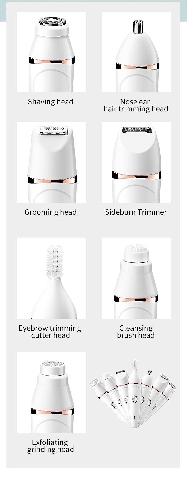 Electric Epilator For Women 7 in 1  Hair Remover Body Area Facial/Nose/Eyebrow/ /Leg/Armpit Shaver Rechargeable Waterproof - HATTEKER