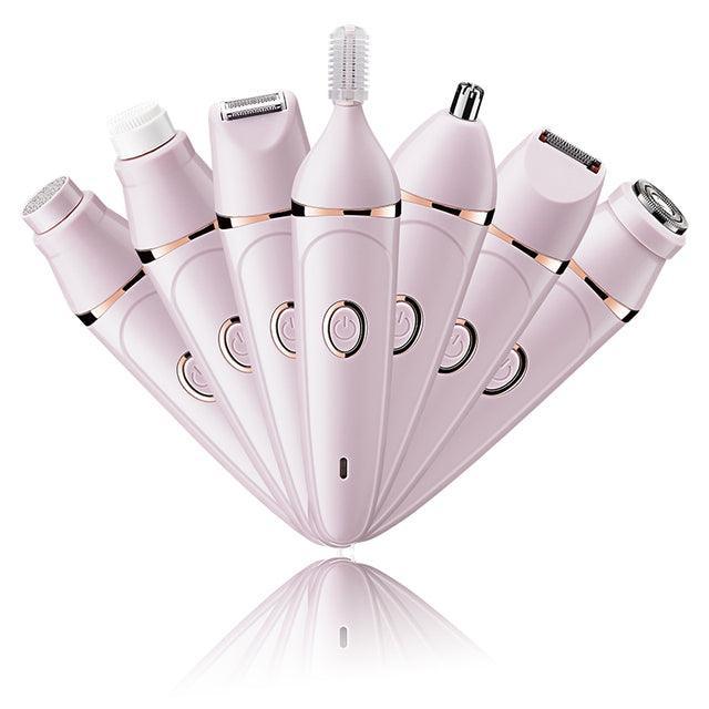 Electric Epilator For Women 7 in 1  Hair Remover Body Area Facial/Nose/Eyebrow/ /Leg/Armpit Shaver Rechargeable Waterproof - HATTEKER