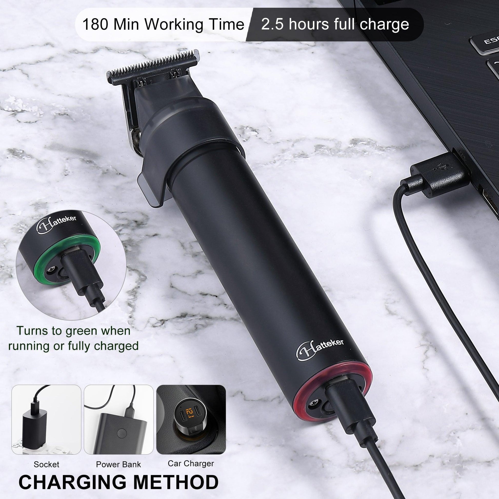 HATTEKER Hair Clipper Trimmer for Men Cordless Beard Trimmer - HATTEKER