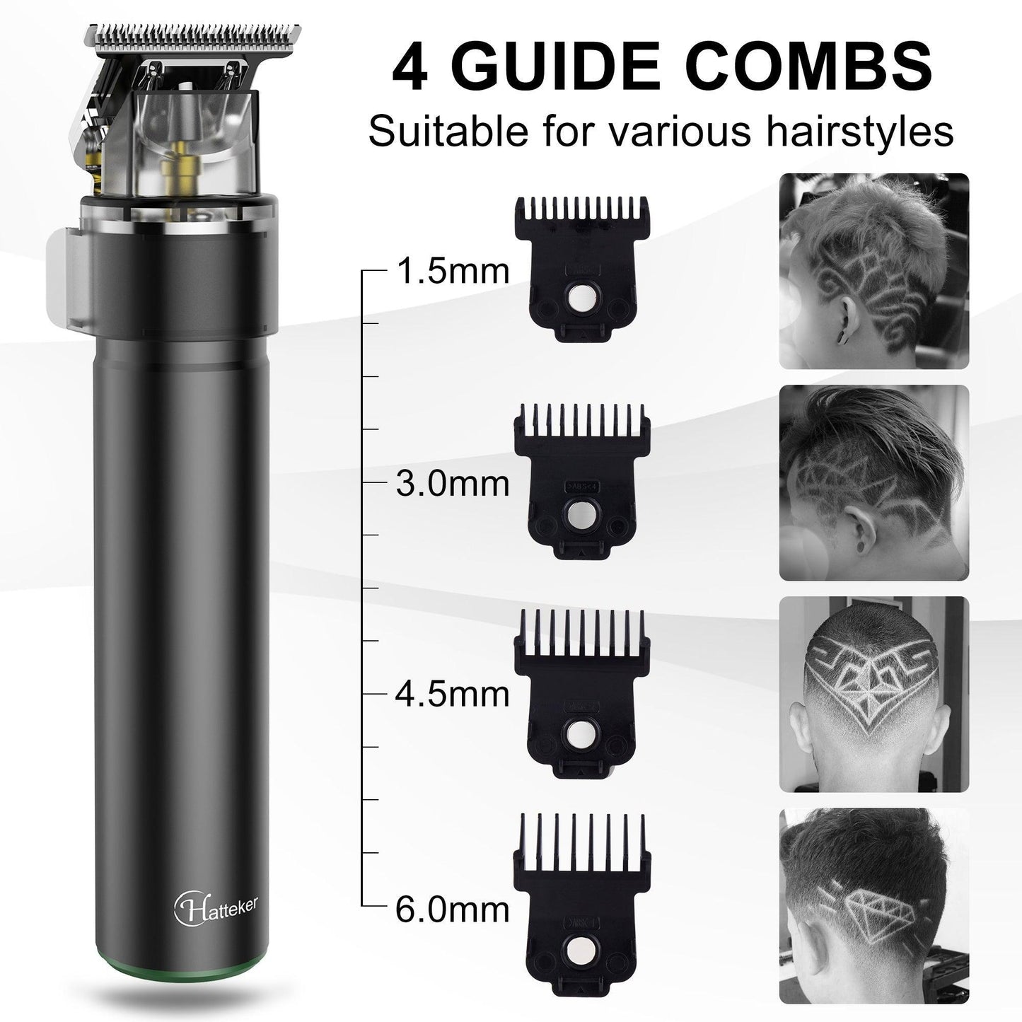 HATTEKER Hair Clipper Trimmer for Men Cordless Beard Trimmer - HATTEKER