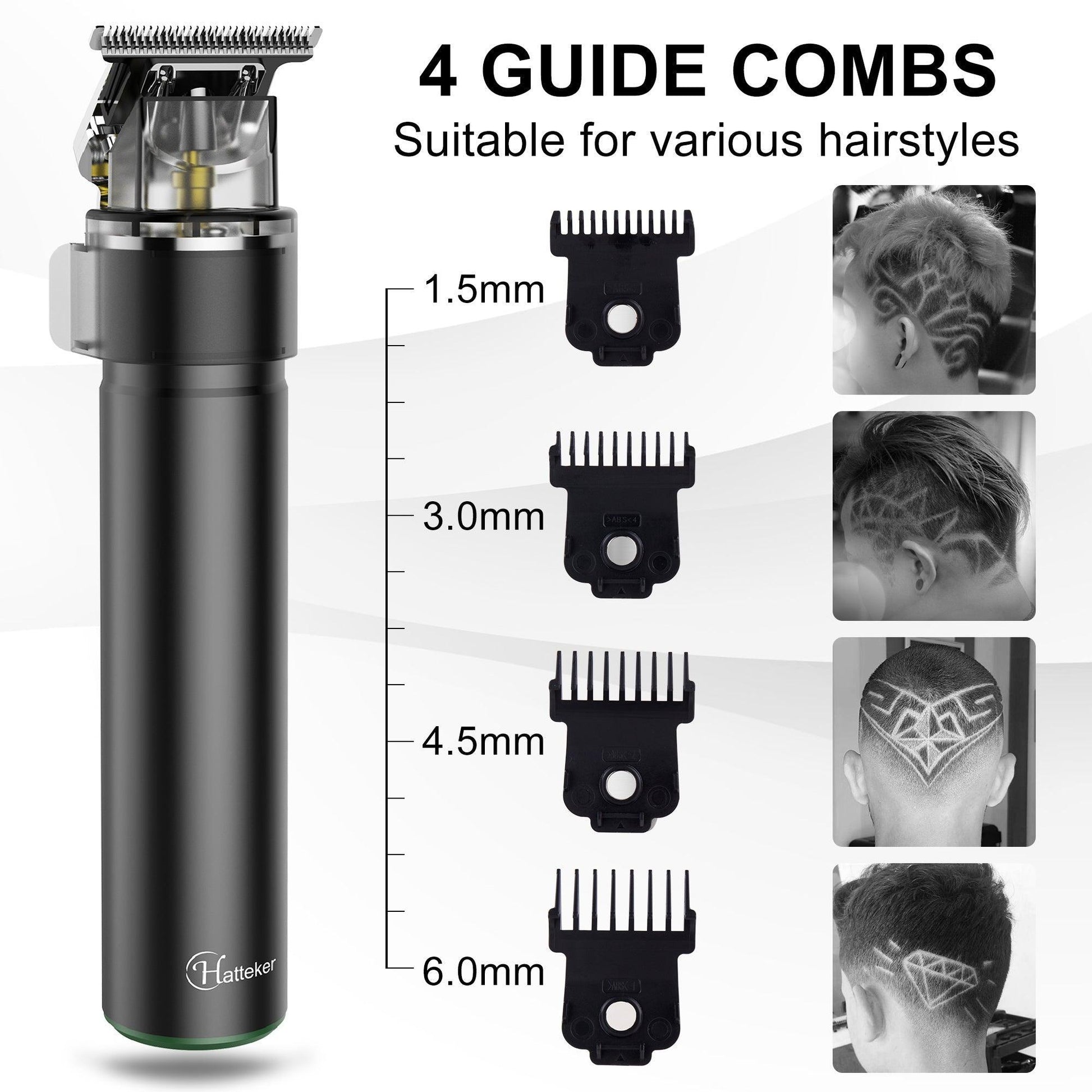HATTEKER Hair Clipper Trimmer for Men Cordless Beard Trimmer - HATTEKER