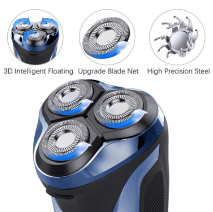 HATTEKER Electric Razor Wet & Dry Mens Electric Shaver with Pop-up 3D Rechargeable Rotary Shaver - HATTEKER