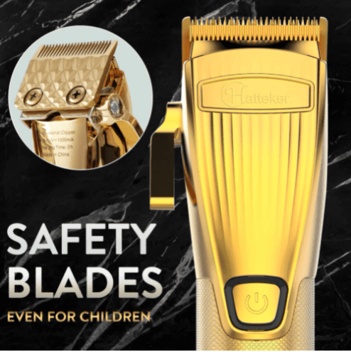 Hatteker Hair Clipper for Men  Professional Cutting Kit Barber Beard Trimmer with 8 Colorful Combs USB Rechargeable (Gold) - HATTEKER