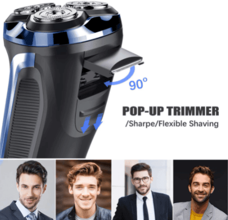 HATTEKER Electric Razor Wet & Dry Mens Electric Shaver with Pop-up 3D Rechargeable Rotary Shaver - HATTEKER